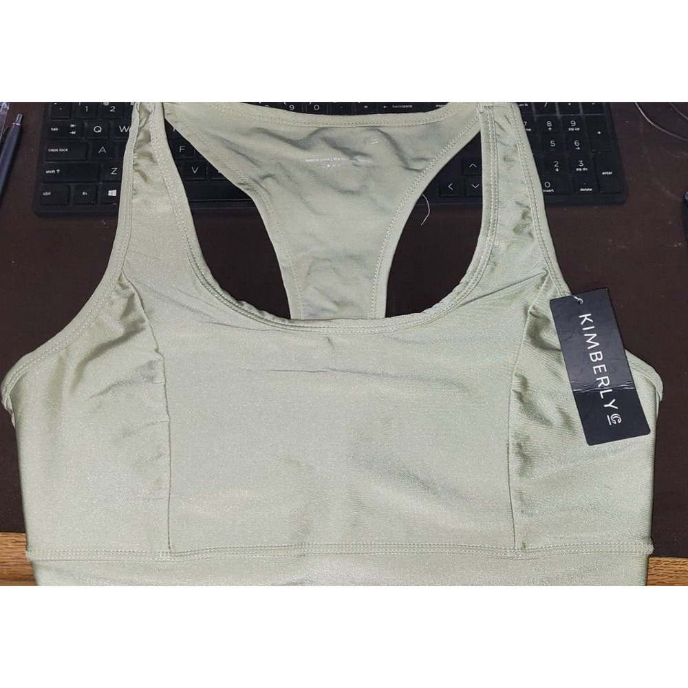 Kimberly C Womens Large Sage Unpadded Racer Back Sports Bra NWT